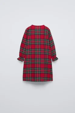 3-6 ANOS/ CAMISÃO DE FLANELA AOS QUADRADOS-ZARA New
