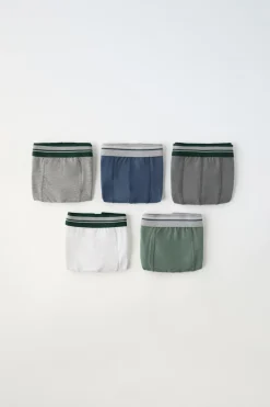 3-6 ANOS/ PACK CINCO BOXERS ÀS RISCAS-ZARA Clearance
