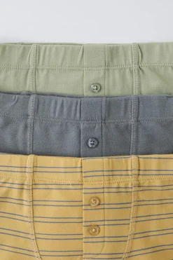 2-6 ANOS/ PACK DE TRÊS BOXERS ÀS RISCAS COM BOTÕES-ZARA Discount
