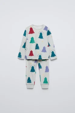 2-6 ANOS/ PIJAMA DE VELUDO COM ÁRVORES-ZARA Clearance