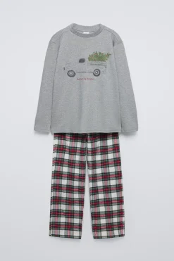 6-14 ANOS/ PIJAMA QUADRADOS ÁRVORE-ZARA Hot