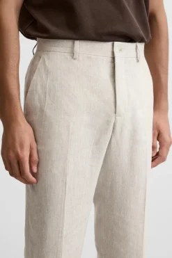 ZARA Calças^100% LINEN TROUSERS Bege-claro