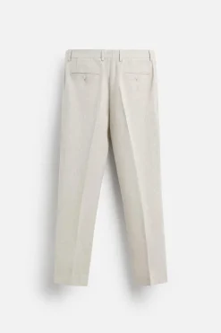 ZARA Calças^100% LINEN TROUSERS Bege-claro