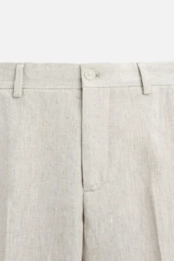 ZARA Calças^100% LINEN TROUSERS Bege-claro