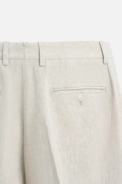 ZARA Calças^100% LINEN TROUSERS Bege-claro
