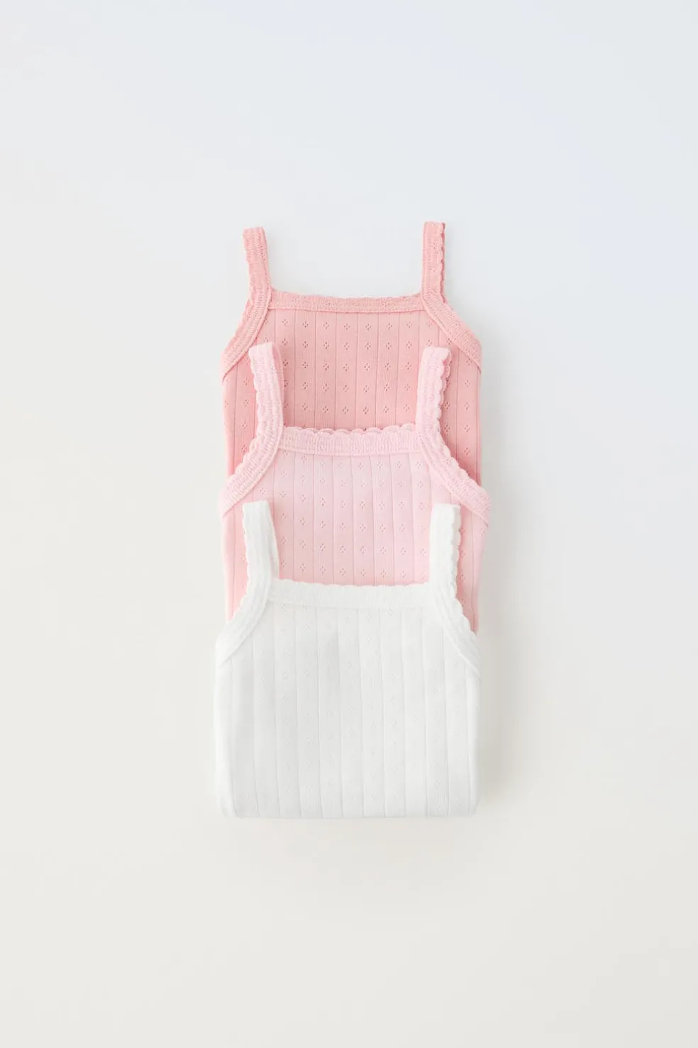 1 MESES - 3 ANOS/ CONJUNTO TRÊS BODIES DE ALÇAS RENDILHADAS-ZARA Fashion