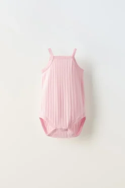 1 MESES - 3 ANOS/ CONJUNTO TRÊS BODIES DE ALÇAS RENDILHADAS-ZARA Fashion