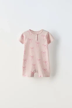 1-18 MESES/ PACK DE DOIS PIJAMAS INTEIROS CURTOS COM LAÇOS-ZARA New