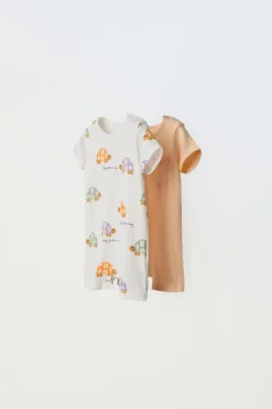 1-18 MESES/ PACK DE DOIS PIJAMAS CURTOS INTEIROS TARTARUGAS-ZARA New