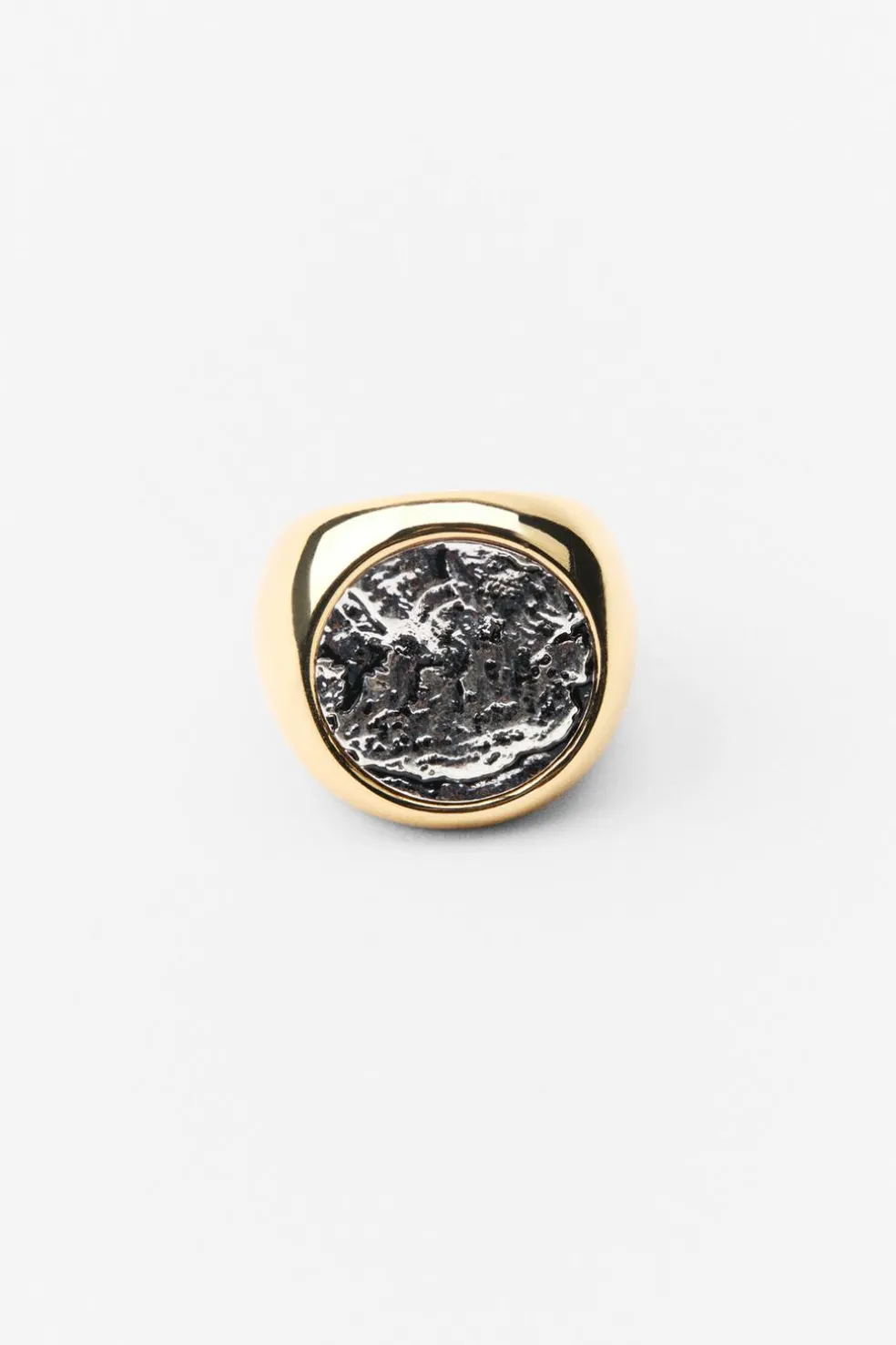 ZARA Acessórios / Bijuteria^ANEL COM MEDALHA TEXTURIZADA Prata
