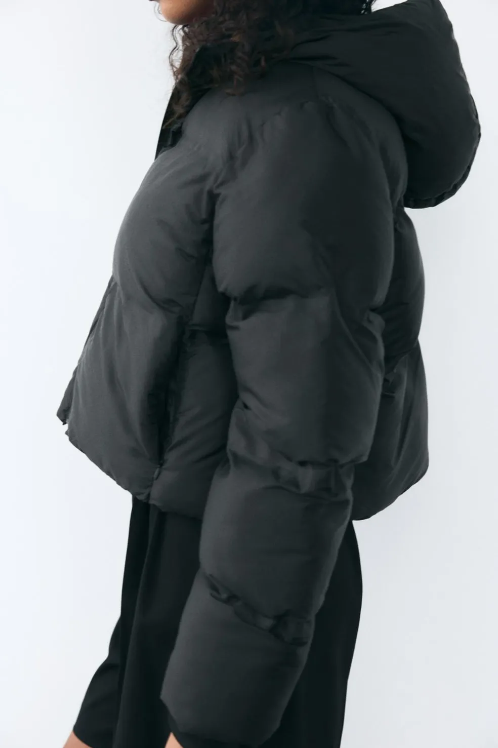 ZARA Sobretudos / Anoraques^ANORAQUE ACOLCHOADO IMPERMEÁVEL Preto