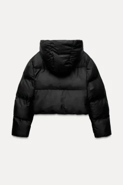 ZARA Sobretudos / Anoraques^ANORAQUE ACOLCHOADO IMPERMEÁVEL Preto