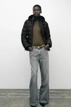 ZARA Winter Layersnew|Sobretudos / Anoraques^ANORAQUE COM CINTO E CAPUZ WATER AND WIND PROTECTION Preto