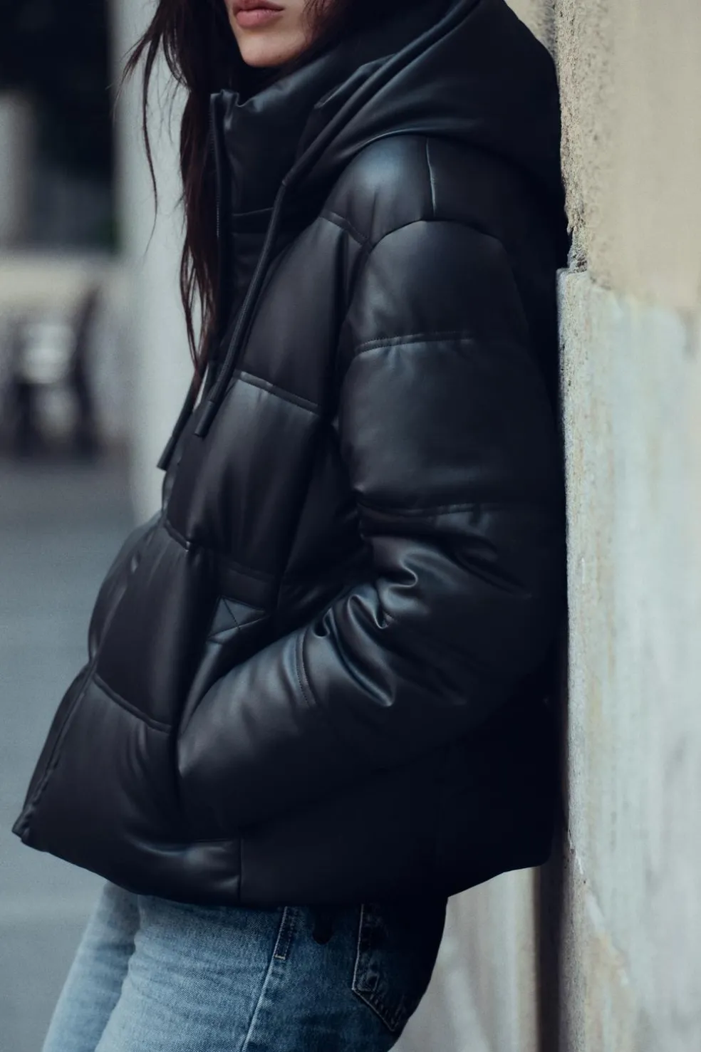 ZARA Winter Layersnew|Sobretudos / Anoraques^ANORAQUE EFEITO PELE WIND PROTECTION Preto