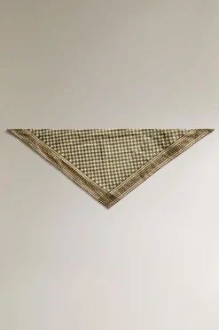 ZARA Animais De Estimação|Animais De Estimação^BANDANA DE ALGODÃO E LINHO AOS QUADRADOS PARA ANIMAIS DE ESTIMAÇÃO Verde