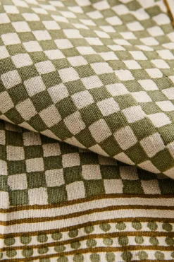 ZARA Animais De Estimação|Animais De Estimação^BANDANA DE ALGODÃO E LINHO AOS QUADRADOS PARA ANIMAIS DE ESTIMAÇÃO Verde
