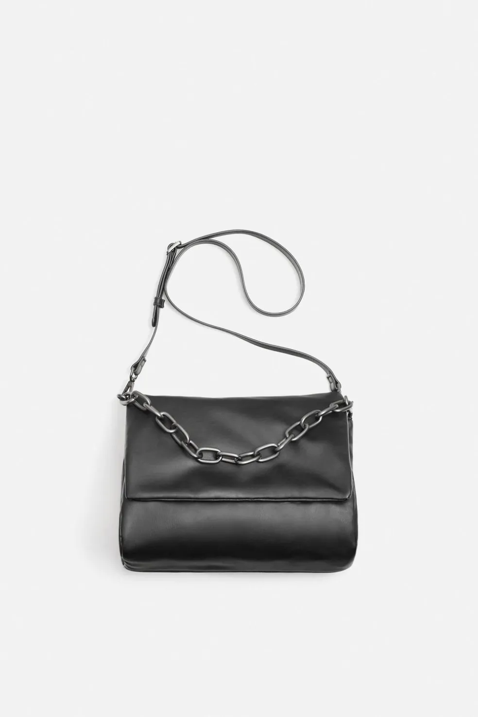 ZARA Malas / Mochilas^BANDOLERA SOLAPA CADENA Preto