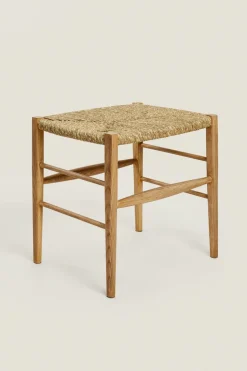 ZARA Móveis|Móveis^BANQUETA DE FREIXO E SEAGRASS Bege-claro