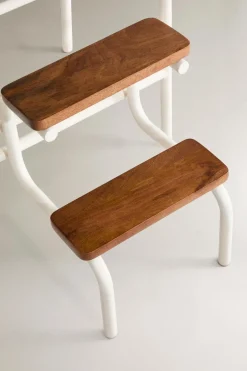 ZARA Móveis|Móveis^BANQUETA ESCADA DOBRÁVEL METAL MADEIRA Azul / Branco