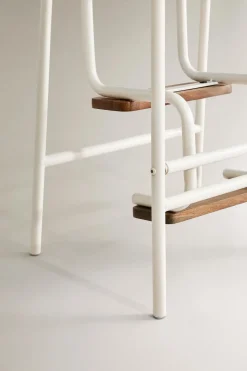 ZARA Móveis|Móveis^BANQUETA ESCADA DOBRÁVEL METAL MADEIRA Azul / Branco