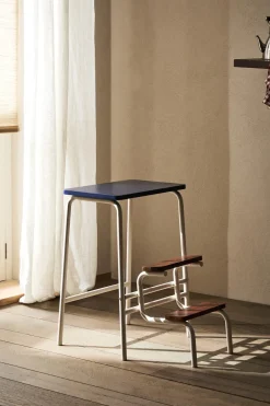 ZARA Móveis|Móveis^BANQUETA ESCADA DOBRÁVEL METAL MADEIRA Azul / Branco