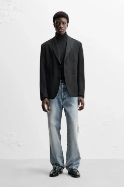 ZARA Blazers^BLAZER 100% LÃ Preto
