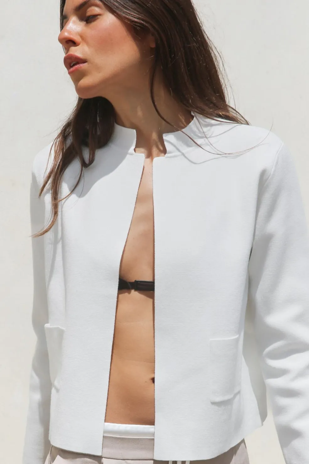 ZARA Blazers / Coletes^BLAZER ABERTO DE MALHA LISA Branco