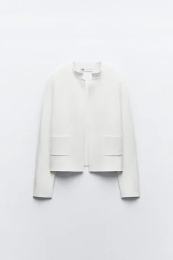 ZARA Blazers / Coletes^BLAZER ABERTO DE MALHA LISA Branco