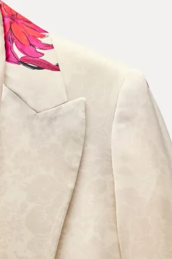 ZARA Blazers / Coletes^BLAZER ACETINADO COM ESTAMPADO FLORAL Branco / Vermelho