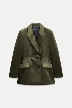 ZARA Blazers / Coletes^BLAZER ACETINADO CRUZADO Verde-escuro