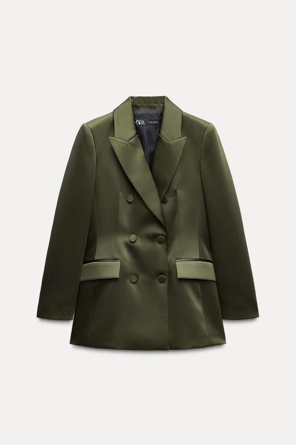 ZARA Blazers / Coletes^BLAZER ACETINADO CRUZADO Verde-escuro