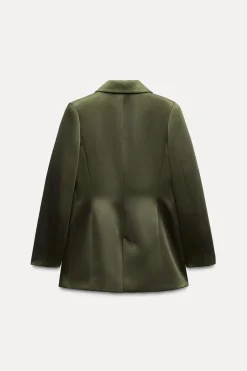 ZARA Blazers / Coletes^BLAZER ACETINADO CRUZADO Verde-escuro