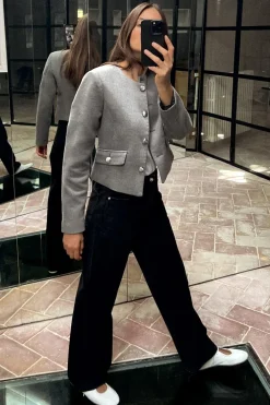 ZARA Blazers / Coletes^BLAZER BOTÕES METÁLICOS Cinzento