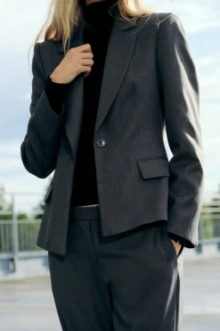 ZARA Blazers / Coletes^BLAZER CINTADO COM OMBREIRAS Cinzento