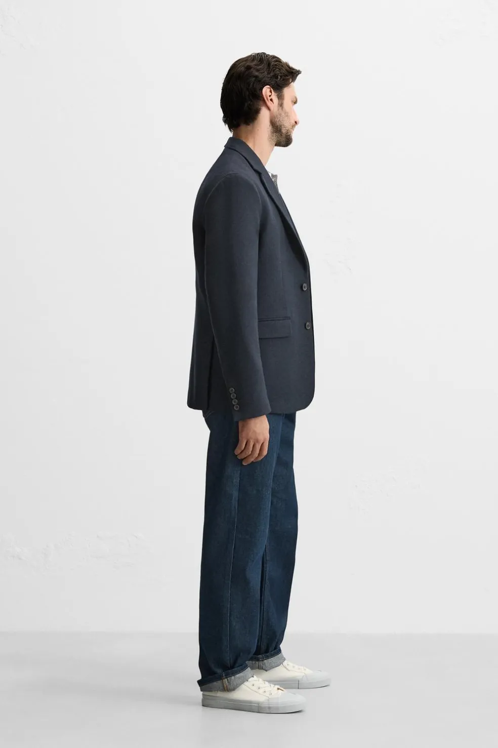 ZARA Blazers^BLAZER COM ESTRUTURA COM LÃ Azul-marinho