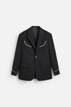 ZARA Blazers^BLAZER COM LINHAS VIVAS EM CONTRASTE Preto