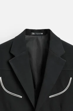 ZARA Blazers^BLAZER COM LINHAS VIVAS EM CONTRASTE Preto