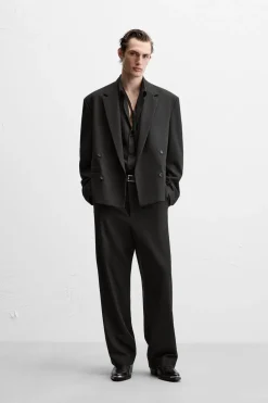 ZARA Blazers^BLAZER CROPPED FIT COM VISCOSE Preto