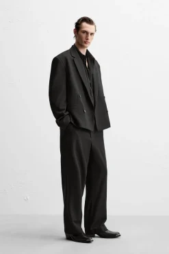 ZARA Blazers^BLAZER CROPPED FIT COM VISCOSE Preto