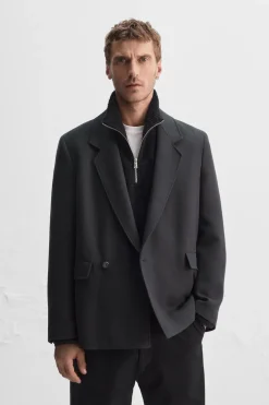 ZARA Blazers^BLAZER CRUZADO Azul-marinho