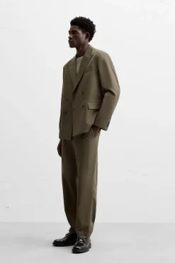 ZARA Blazers^BLAZER CRUZADO DE FATO ALGODÃO - LIOCEL torrado