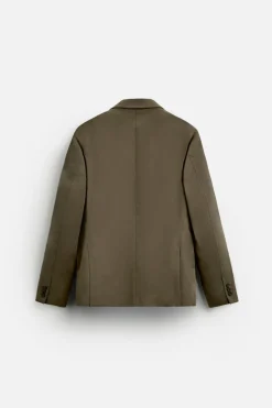 ZARA Blazers^BLAZER CRUZADO DE FATO ALGODÃO - LIOCEL torrado