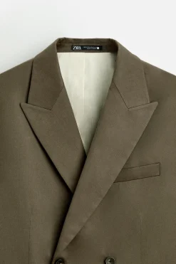 ZARA Blazers^BLAZER CRUZADO DE FATO ALGODÃO - LIOCEL torrado