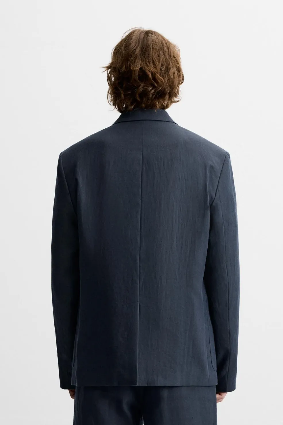 ZARA Blazers^BLAZER CRUZADO DE FATO ESPIGA Azul-marinho