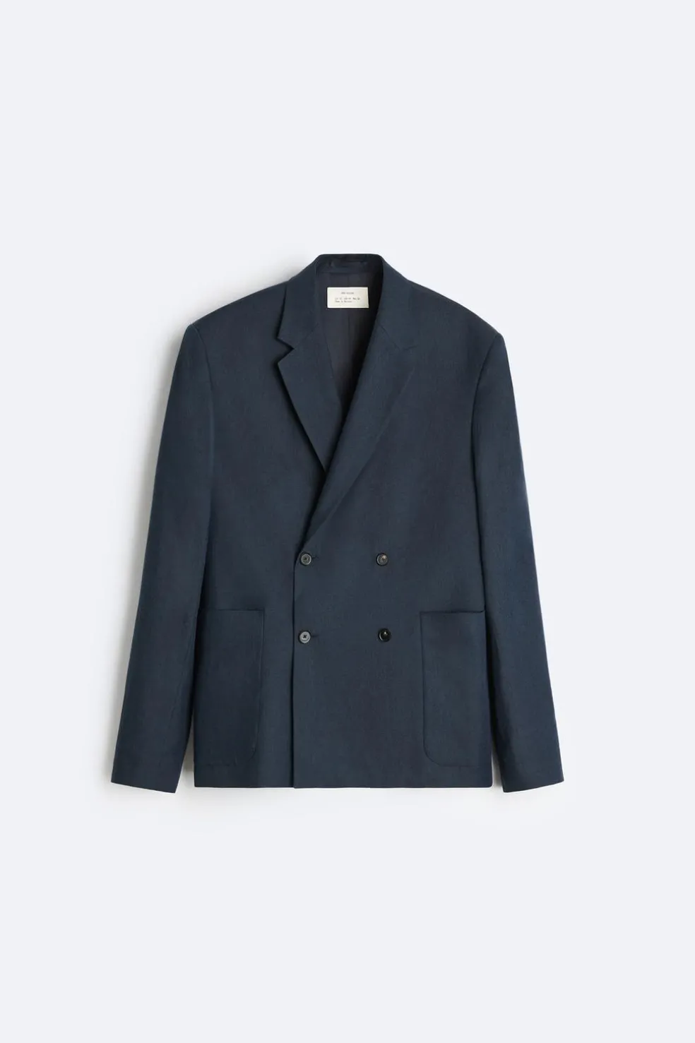 ZARA Blazers^BLAZER CRUZADO DE FATO ESPIGA Azul-marinho