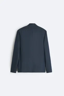 ZARA Blazers^BLAZER CRUZADO DE FATO ESPIGA Azul-marinho
