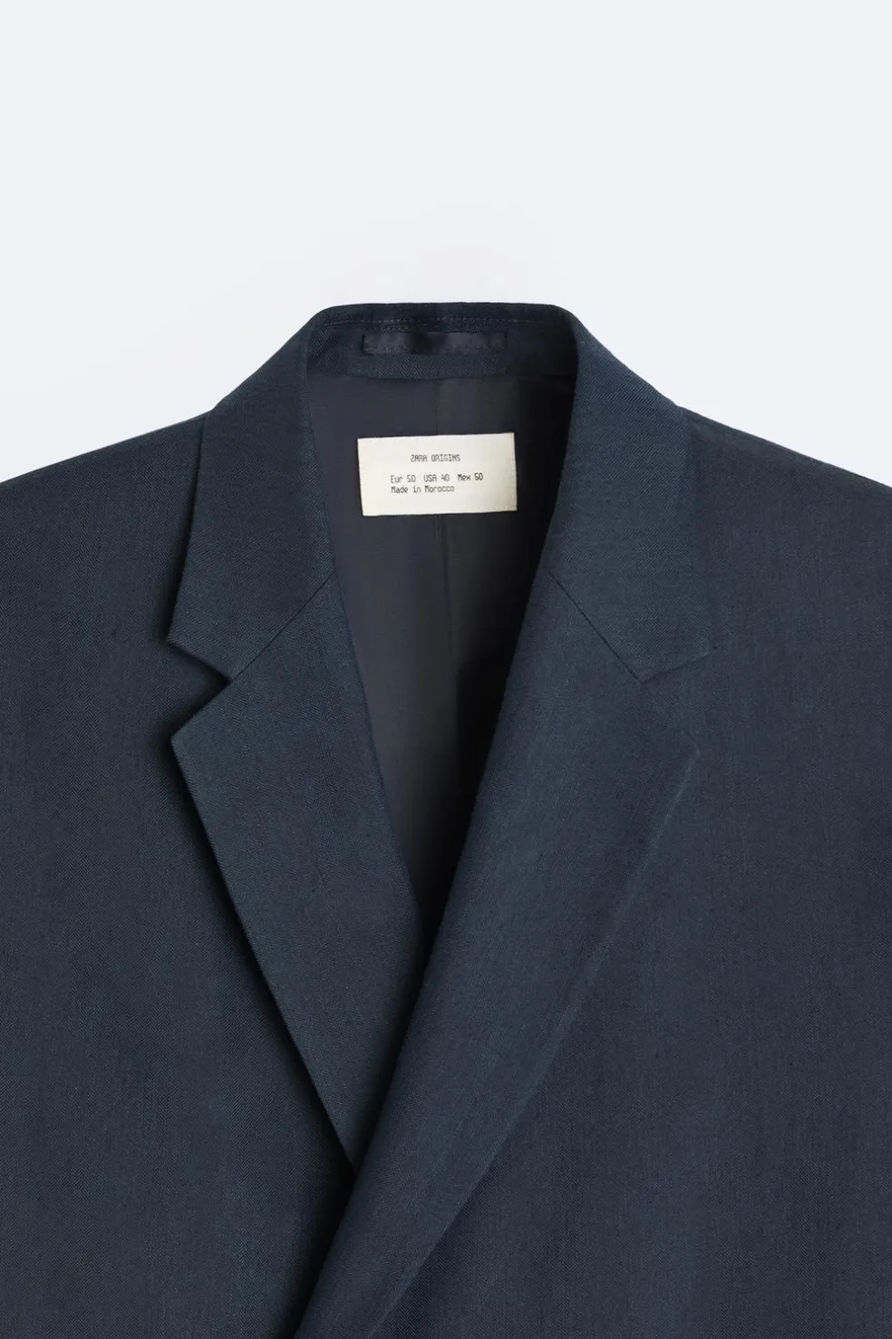 ZARA Blazers^BLAZER CRUZADO DE FATO ESPIGA Azul-marinho