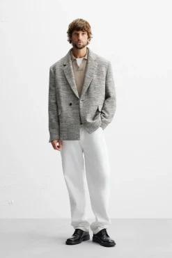 ZARA Blazers^BLAZER CRUZADO ESTRUTURA Preto