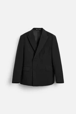ZARA Blazers^BLAZER CRUZADO SMOKING Preto