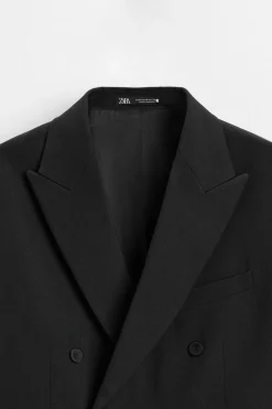 ZARA Blazers^BLAZER CRUZADO SMOKING Preto